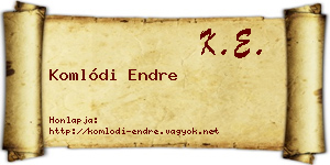 Komlódi Endre névjegykártya